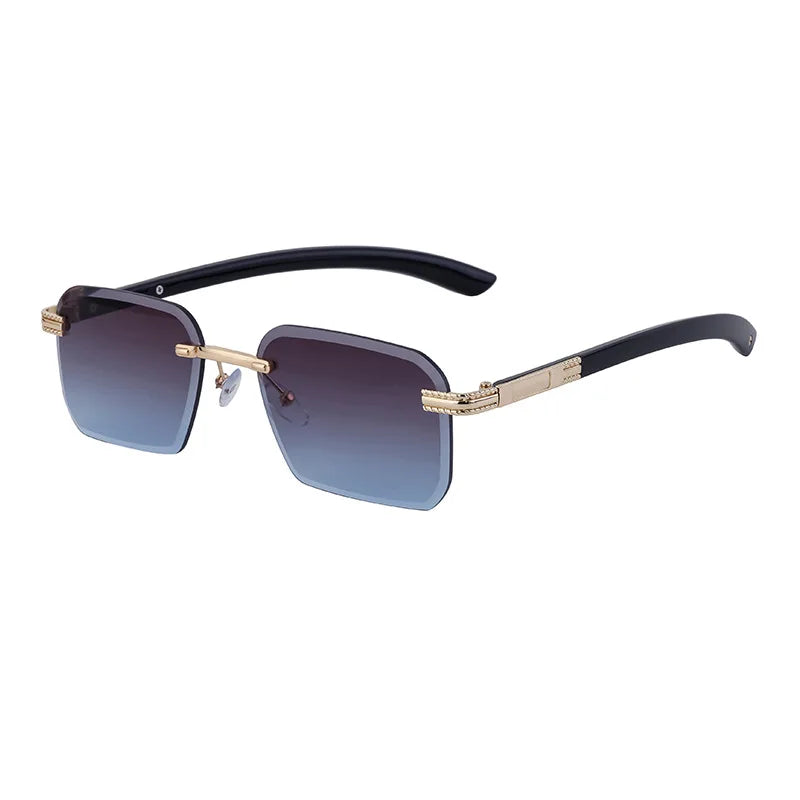 Fashion Rectangle Sunglasses for Men & Women | UV400 Vintage Rimless Diamond-Cut Square Shades Tamlin