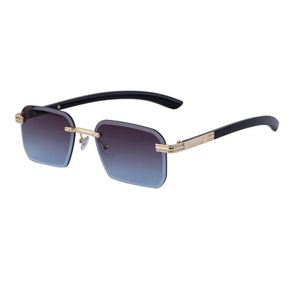 Fashion Rectangle Sunglasses for Men & Women | UV400 Vintage Rimless Diamond-Cut Square Shades Tamlin