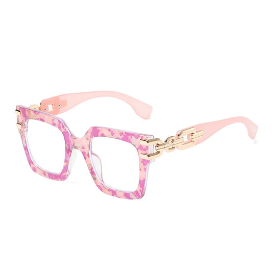 Stylish Anti-Blue Light Big Frame Eyewear: Pink Stripe & Tortoise Designs