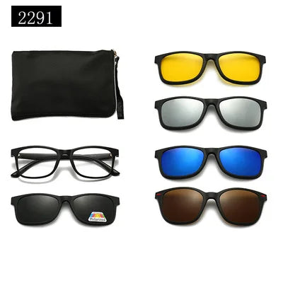 5-in-1 Polarized Magnetic Clip-On Sunglasses for Men & Women – Optical Frame with Magnet Clip-On Sun Glasses Robb