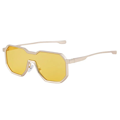 Steampunk Metal Frame Sunglasses for Men | Irregular One-Piece UV400 Designer Shades Logan