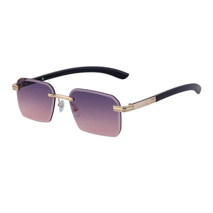 Fashion Rectangle Sunglasses for Men & Women | UV400 Vintage Rimless Diamond-Cut Square Shades Tamlin