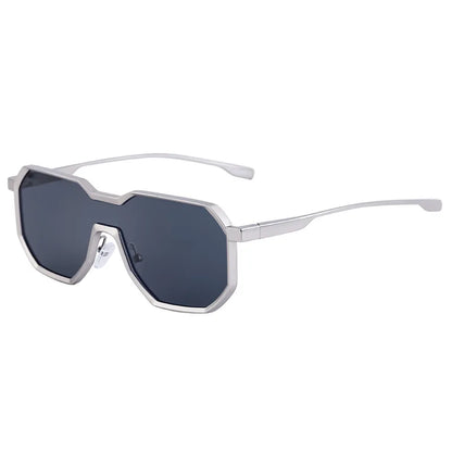 Steampunk Metal Frame Sunglasses for Men | Irregular One-Piece UV400 Designer Shades Logan
