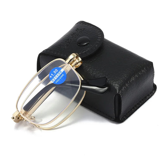 Folding Portable Blue Light Blocking Reading Glasses – Dual Purpose Metal Frame for Men & Women Solace