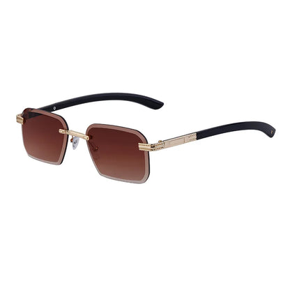 Fashion Rectangle Sunglasses for Men & Women | UV400 Vintage Rimless Diamond-Cut Square Shades Tamlin