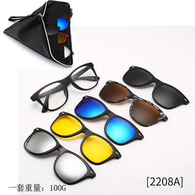 5-in-1 Polarized Magnetic Clip-On Sunglasses for Men & Women – Optical Frame with Magnet Clip-On Sun Glasses Robb