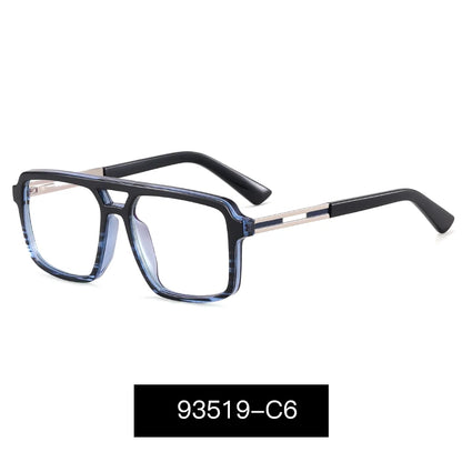Men's Large Square Frame Glasses – TR90 + Metal Blue Light Blocking Double Bridge Eyewear