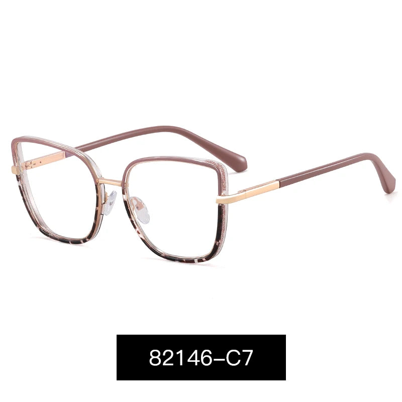 Large Frame Fashion Eyeglasses Women's Anti Blue Light Blocking Glasses