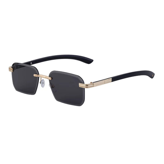 Fashion Rectangle Sunglasses for Men & Women | UV400 Vintage Rimless Diamond-Cut Square Shades Tamlin