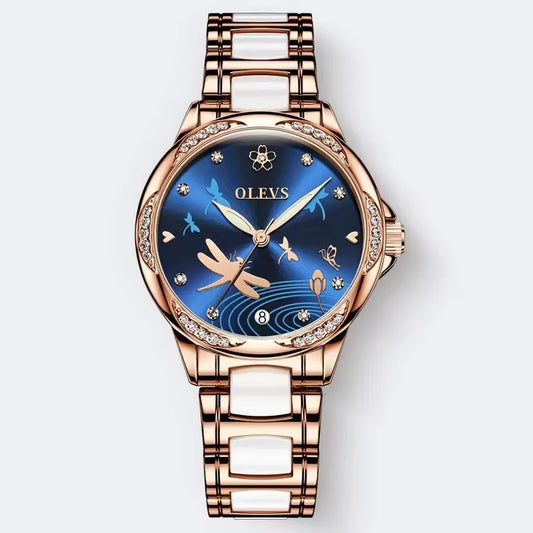 OLEVS 6610 Women's Luxury Mechanical Watch - Top Brand, Automatic Movement, Ceramic & Stainless Steel Band, Korean Style Reloj
