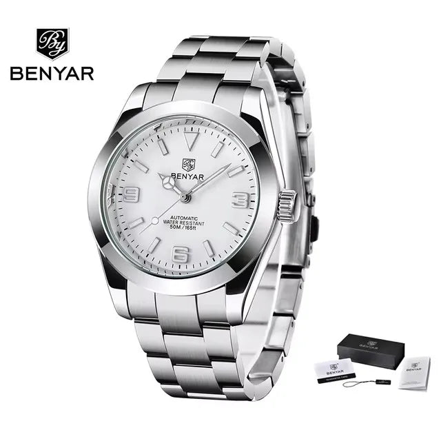 BENYAR 5177 Automatic Watch for Men – 50M Waterproof Stainless Steel Luxury Business Sports Wristwatch
