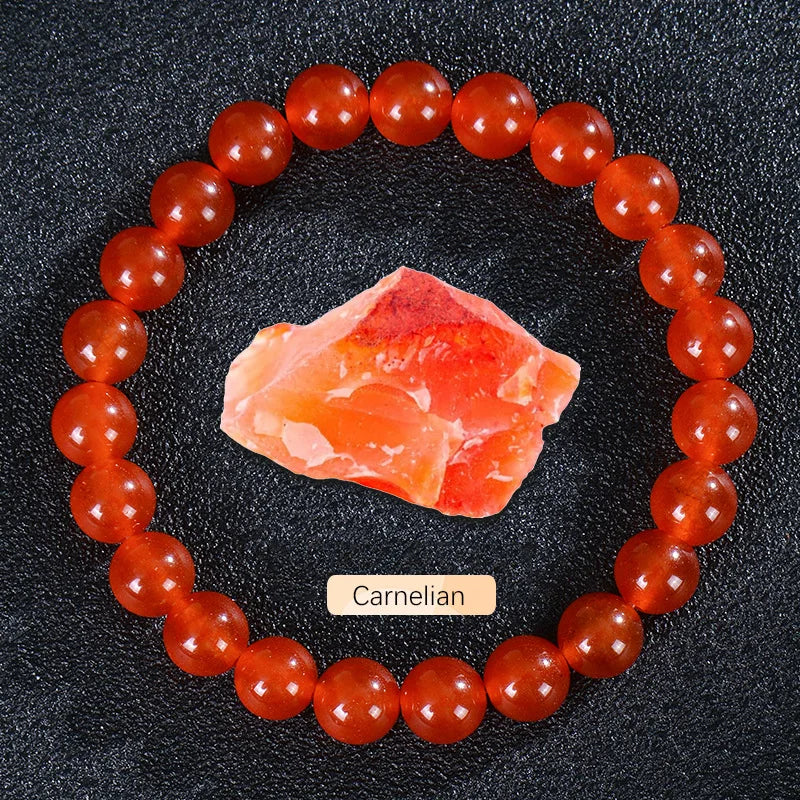 8mm Natural Stone Beaded Bracelet | Fashion Crystal Elastic Stretch Jewelry Gift Nia