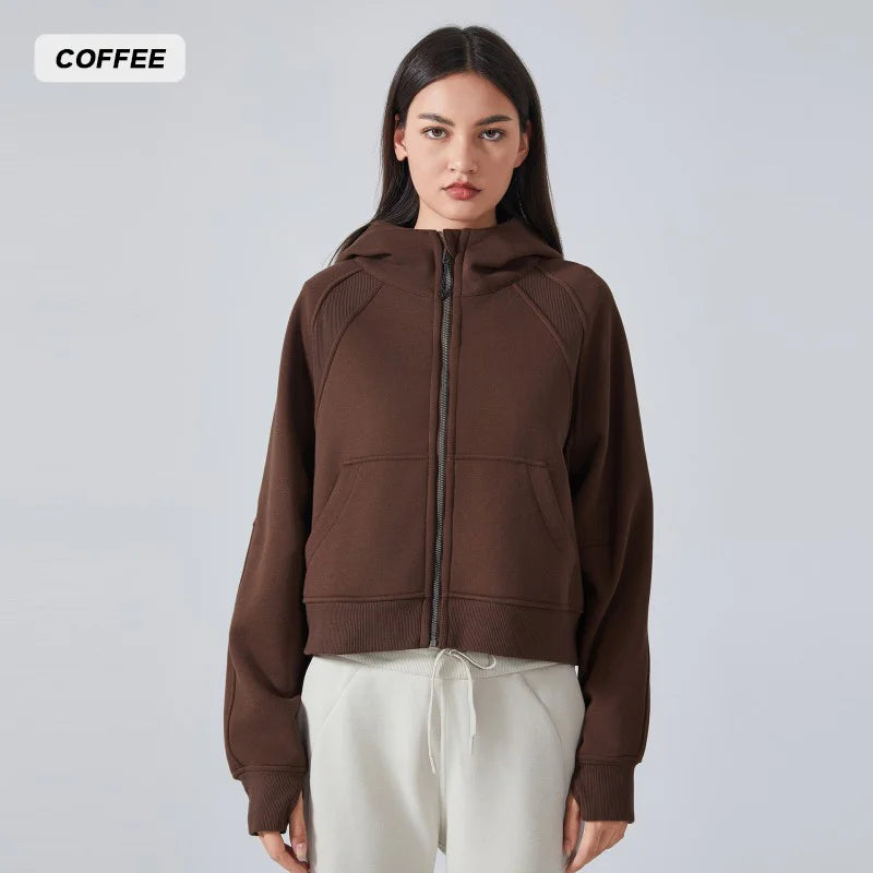 Women's Long Sleeve Hooded Sweatshirt | Warm Yoga Jacket & Gym Leisure Hoodie for Ladies Abigail