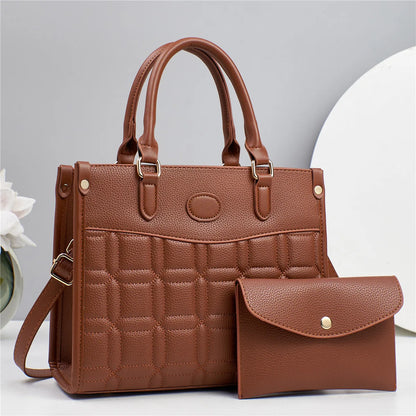 Women's 2-in-1 Designer Tote Bag – Stylish Handbag with Zipper Closure & Polyester Lining for All Seasons