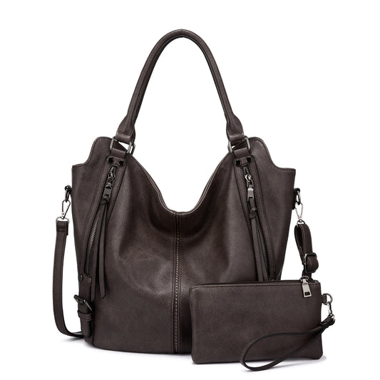 Realer Women’s PU Leather Handbags – Fashionable Hobo Shoulder Bags, Large Tote Purse for Women Angeli