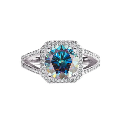 3CT VVS D Color Moissanite Ring for Women – Luxury S925 Sterling Silver Double Row Engagement Band Zirella