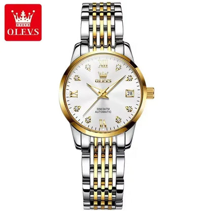 OLEVS 6673 Women’s Diamond Dial Mechanical Watch – Simple, Fashionable, Classic Automatic Calendar Ladies Watch