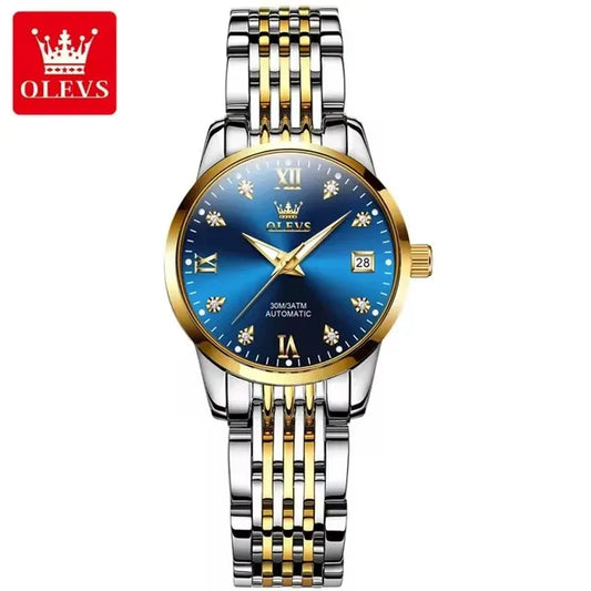 OLEVS 6673 Women’s Diamond Dial Mechanical Watch – Simple, Fashionable, Classic Automatic Calendar Ladies Watch