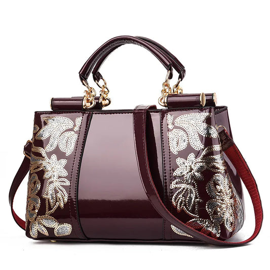 Large Capacity Women's Shoulder Bag - Sequins Flower Pattern Crossbody Handbag for Everyday Use
