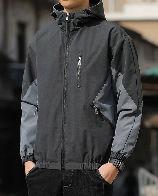 Men's Hooded Windbreaker – Spring & Autumn Slim Fit Jacket, Plus Size Wadded Coat, Lightweight Fashion Pilot Parka Garion