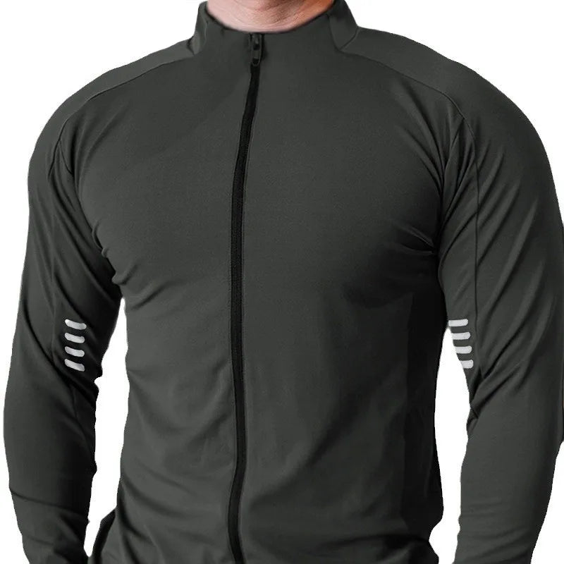 Men’s High‑Elastic Slim‑Fit Training Jacket – Quick‑Dry Long‑Sleeve Sports Top for Running & Cycling