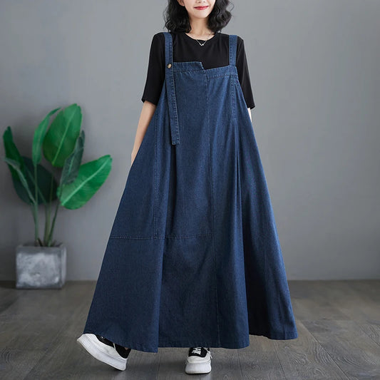 Women's Denim Dress – Loose Fit, Retro Slimming Design, and Versatile Style Isobel