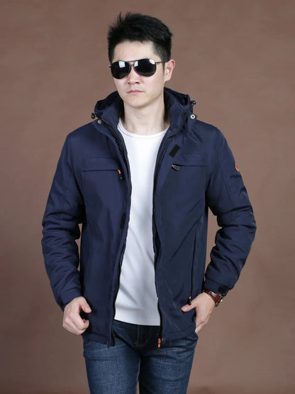 Men's Cotton-Padded Winter Jacket - Fleece-Lined Hardshell Multi-Pocket Warm Coat Grover