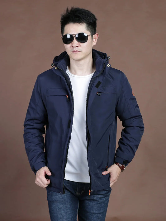 Men's Cotton-Padded Winter Jacket - Fleece-Lined Hardshell Multi-Pocket Warm Coat Grover