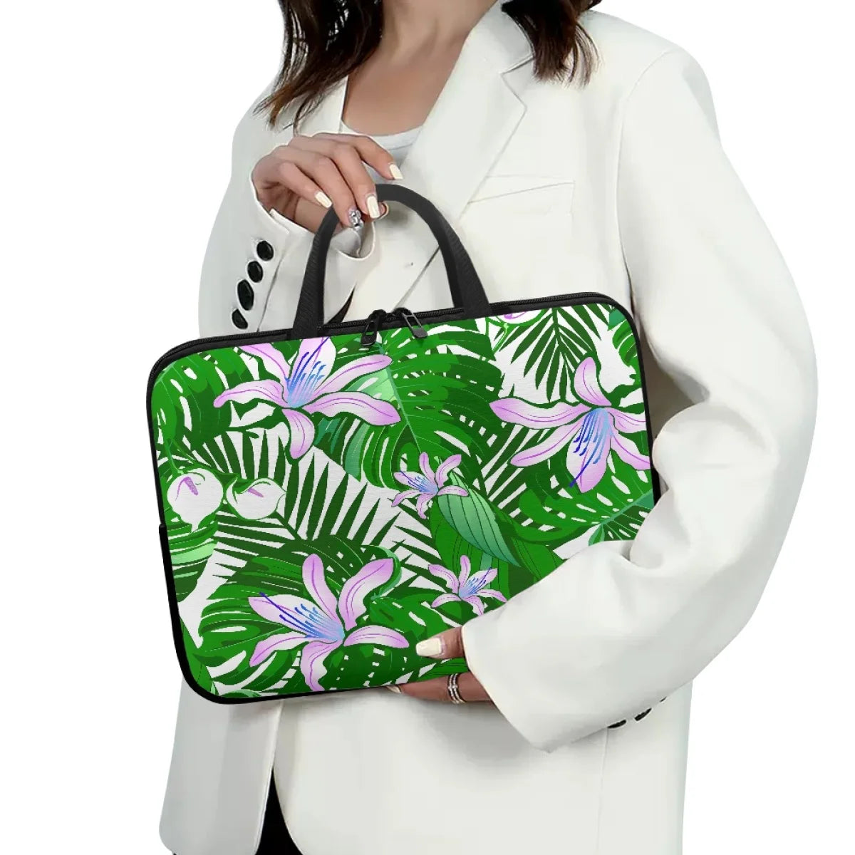 2026 New Hawaiian Tropical Print Laptop Bag – Custom Large Capacity Polyester Laptop Case in Various Sizes