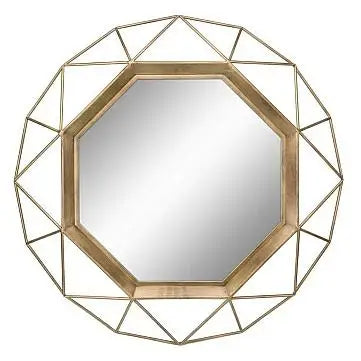 Large Octagonal Wrought Iron Wall Mirror – Metal Hanging Hook Decorative Art for Living Room and Home Decor