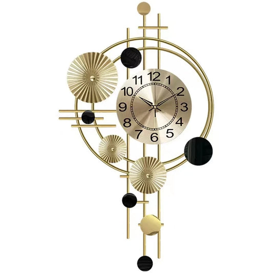 Modern Luxury Metal Wall Clock – Silent Quartz Hanging Clock for Living Room and Home Decor