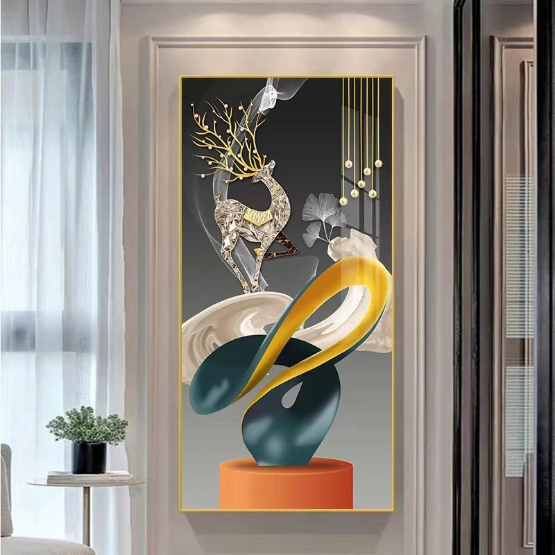 100x50CM Large Aluminum Alloy Frame Crystal Wall Art – 2025 Home Gallery Hanging Decor Artwork