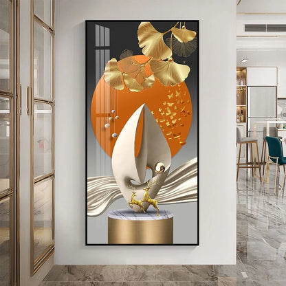 100x50CM Large Aluminum Alloy Frame Crystal Wall Art – 2025 Home Gallery Hanging Decor Artwork