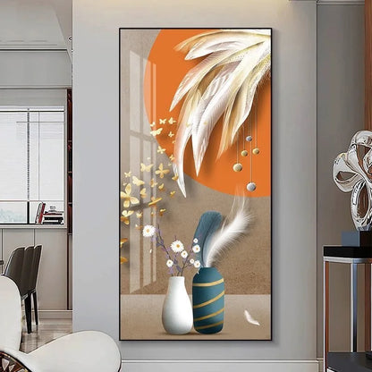 100x50CM Large Aluminum Alloy Frame Crystal Wall Art – 2025 Home Gallery Hanging Decor Artwork