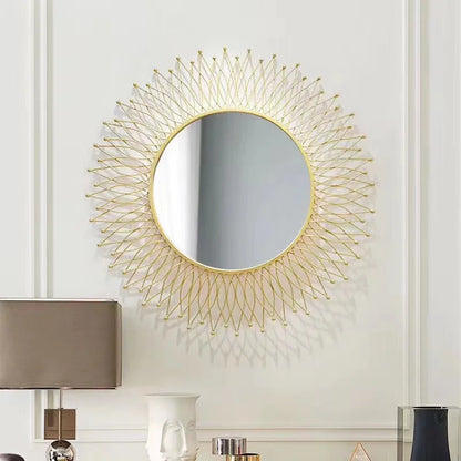 Modern Novel Design Large Decorative Wall Mirror – Gold Metal Frame Art for Living Room Indoor Decor