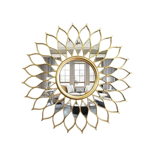 American Light Luxury Metal Decorative Mirror – Wall Hanging for Porch, Living Room, Dining Room, and Background Decor