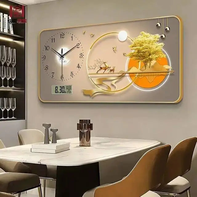 Large Silent Wall Clock with Artistic Design – Decorative Painting Style Clock for Living Room, Office, and Home Decor