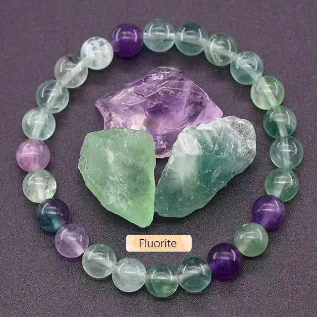8mm Natural Stone Beaded Bracelet | Fashion Crystal Elastic Stretch Jewelry Gift Nia