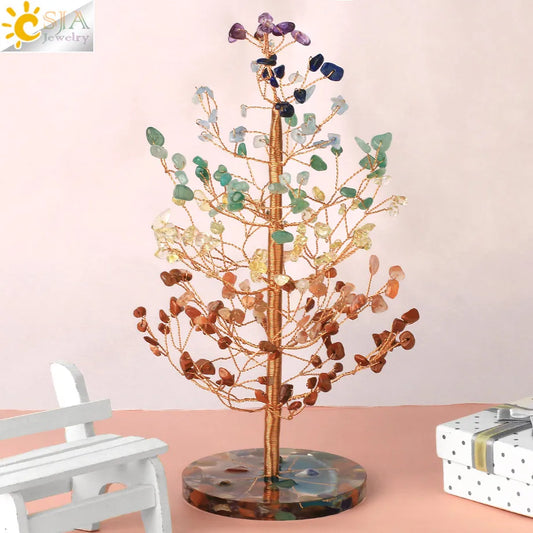 7 Chakra Crystal Money Tree – Natural Healing Stone Decor for Energy Balance, Feng Shui, and Home Office Decoration