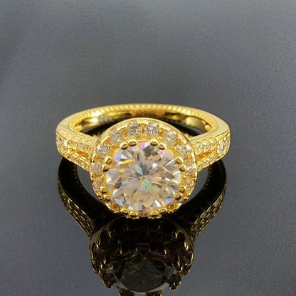 925 Sterling Silver Moissanite Round Ring for Women Damia