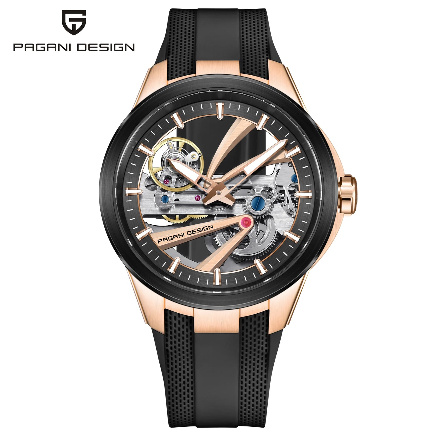 Pagani Design PD‑YS030 Men's Automatic Skeleton Watch – Sapphire AR Crystal, Stainless Steel, Waterproof Sports