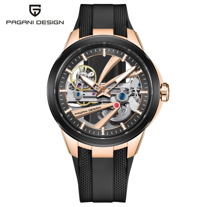 Pagani Design PD‑YS030 Men's Automatic Skeleton Watch – Sapphire AR Crystal, Stainless Steel, Waterproof Sports