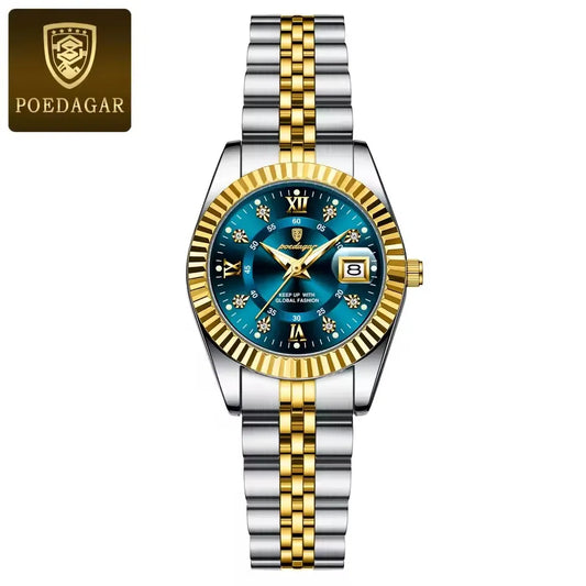POEDAGAR 780 Luxury Quartz Watch for Women – Elegant Waterproof Luminous Ladies Stainless Steel Watch
