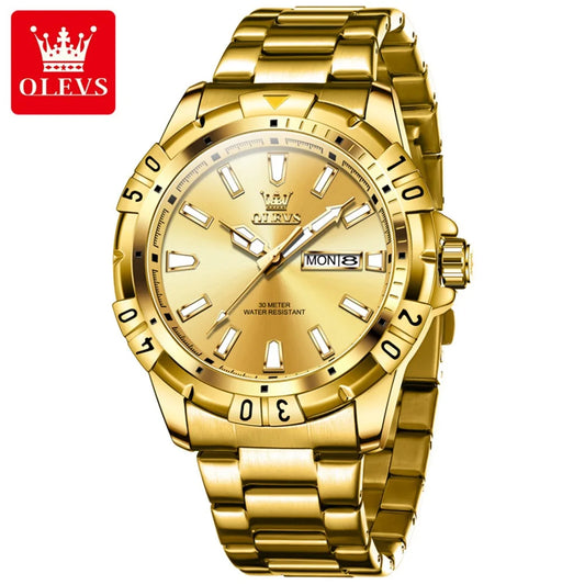 OLEVS 5560 Men's Quartz Watch - Stainless Steel, Waterproof, Luminous, Calendar