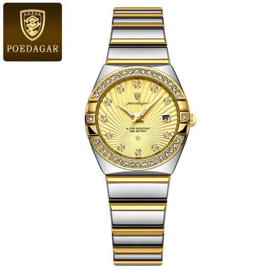 POEDAGAR 302 Women's Watch – Fashion Elegant Diamond Bracelet Quartz Wristwatch, Stylish Ladies Watch