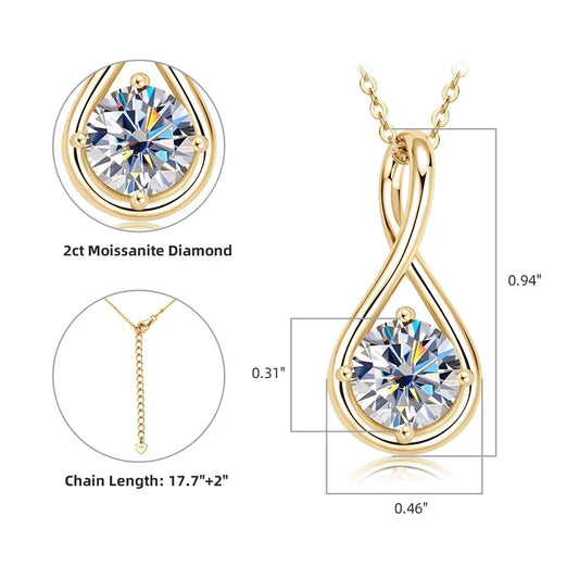 Romantic 18K Gold Plated Moissanite Pendant Necklace – Classic Four-Claw Design, S925 Sterling Silver for Women
