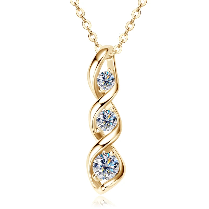 D Color Sterling Silver Infinity Moissanite 3-Stone Necklace for Women | Elegant Daily Jewelry | Factory Direct Luxury Design Denise