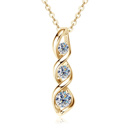 D Color Sterling Silver Infinity Moissanite 3-Stone Necklace for Women | Elegant Daily Jewelry | Factory Direct Luxury Design Denise