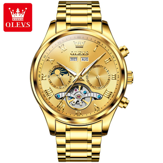 OLEVS 7005 Classic Men's Mechanical Watch – Original Stainless Steel Automatic Watch, Waterproof with Storage, Casual and Timeless Design