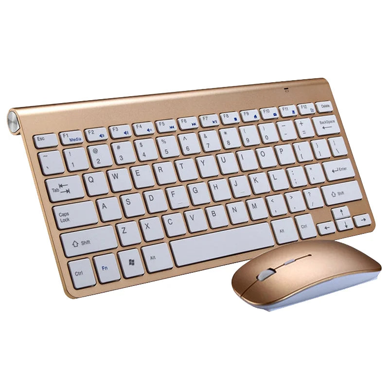 Portable Ultra-Thin Wireless Keyboard and Mouse Combo - Silent 2.4GHz Set for PC, Tablet, and Notebook